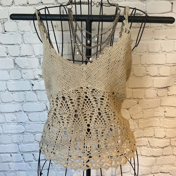 Express Tops - Express VINTAGE BOHO hand knit crochet camisole L
